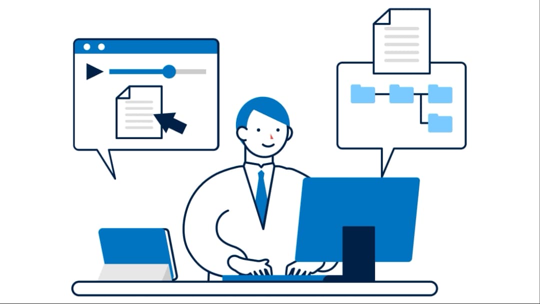 PCで仕事をしている人のイラスト